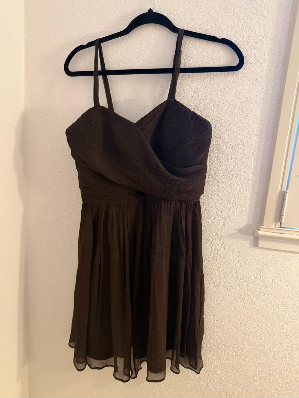J. Crew Brown Spaghetti-Strap Chiffon Mini Dress